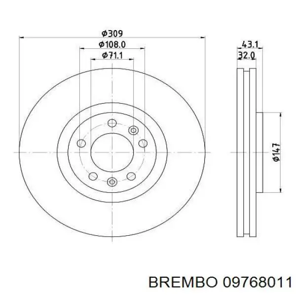 09768011 Brembo Гальмо дискове переднє