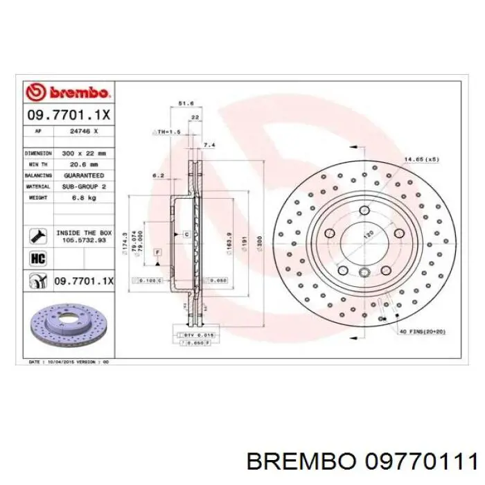 Гальмівні диски передні 09770111 Brembo