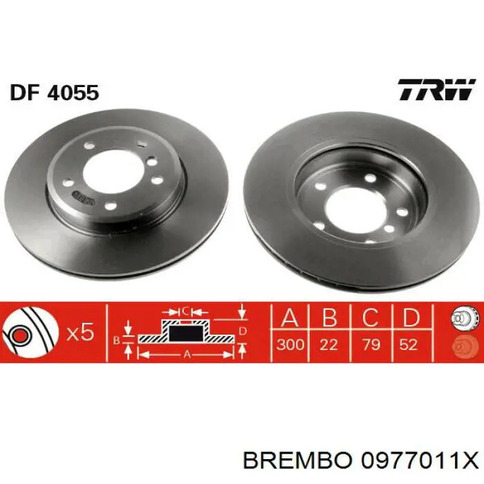 Гальмівні диски передні 0977011X Brembo