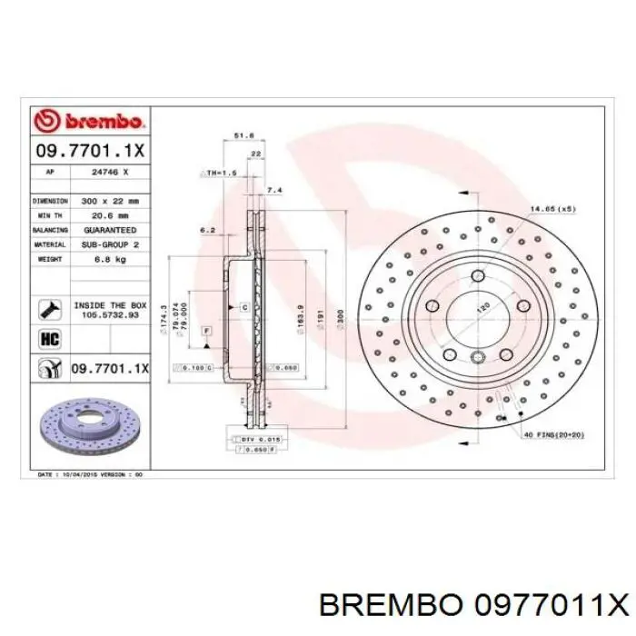 0977011X Brembo диск гальмівний передній