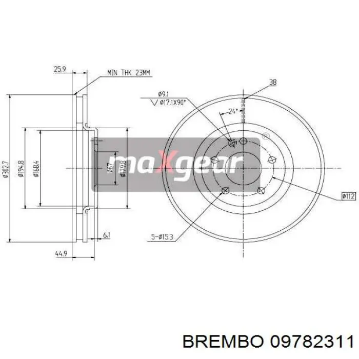 Диск переднього гальма Brembo 09782311 ціна, від 50.04 USD