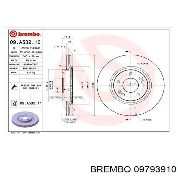 09793910 Brembo диск гальмівний передній