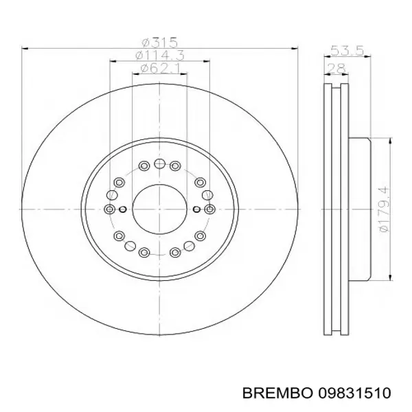 Купити 09831510 Brembo Ротор гальмівний