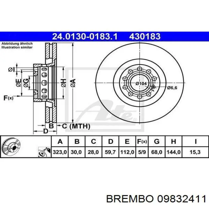 09832411 Brembo Гальмо дискове переднє