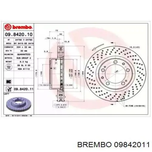 Гальмівні диски передні 09842011 Brembo
