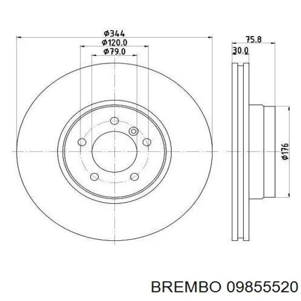 09855520 Brembo диск гальмівний передній