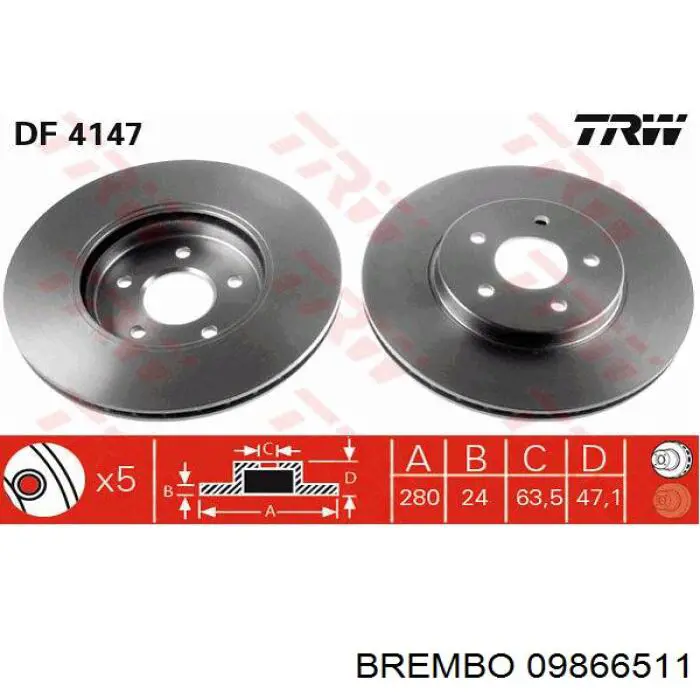 Гальмівні диски передні 09866511 Brembo