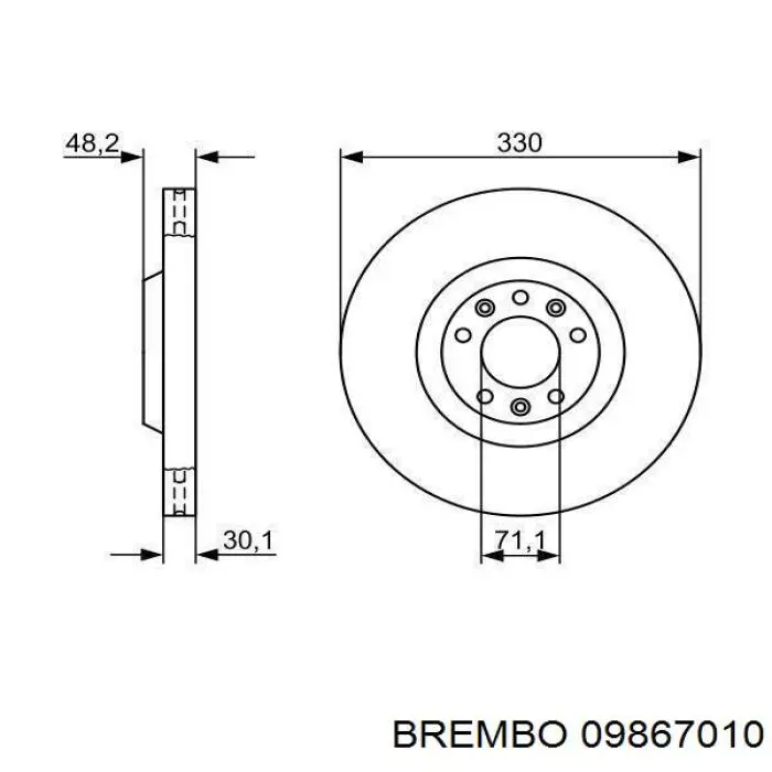 Диск переднього гальма Brembo 09867010 ціна, від 66.26 USD