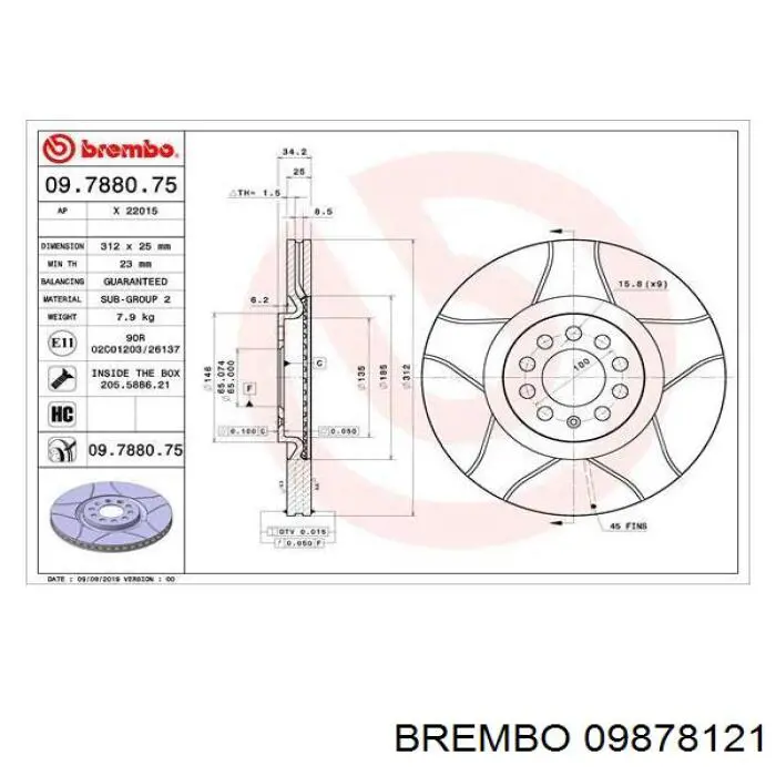 Диск гальмівний задній Aston Martin 4G432810266