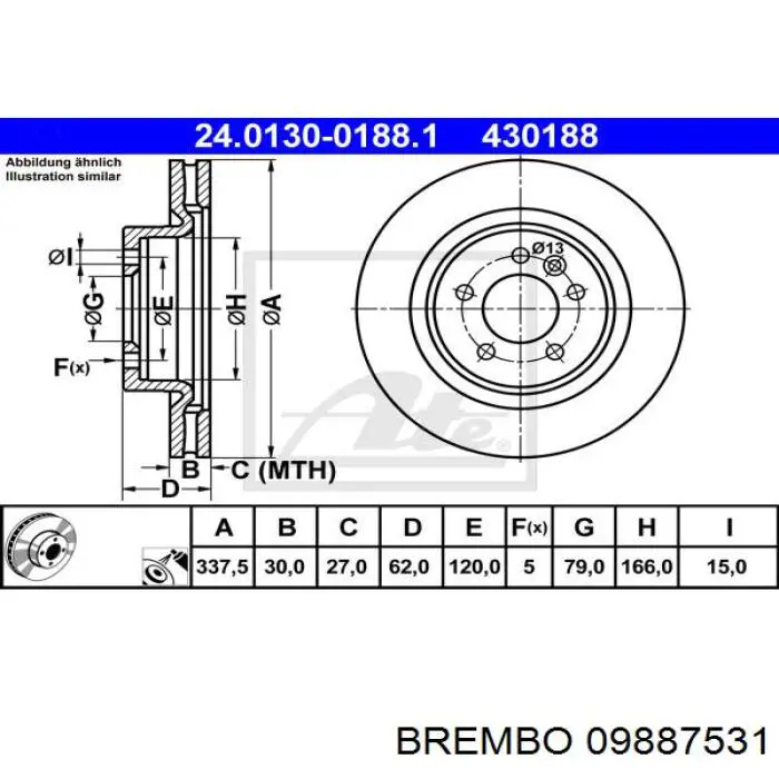 09887531 Brembo Гальмо дискове переднє
