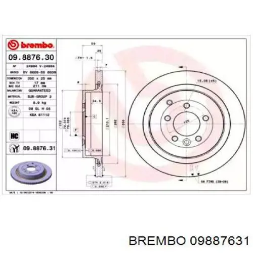 Гальмівні диски 09887631 Brembo