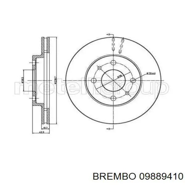 09889410 Brembo диск гальмівний передній