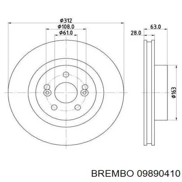 Диск гальмівний передній Brembo 09890410