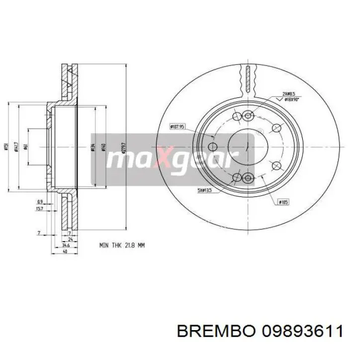 Купити 09893611 Brembo Ротор гальмівний