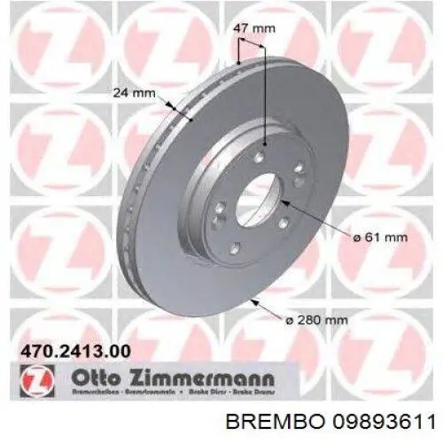 Гальмівні диски передні 09893611 Brembo