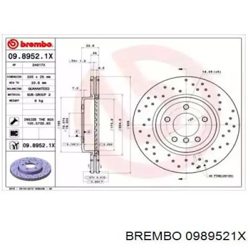 0989521X Brembo диск гальмівний передній