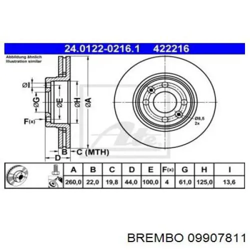 Гальмівні диски передні 09907811 Brembo