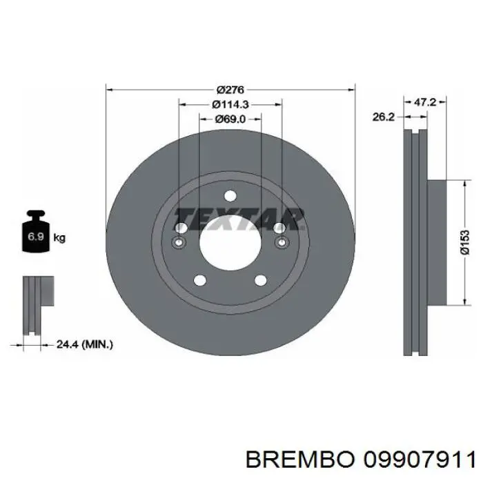 09907911 Brembo диск гальмівний передній