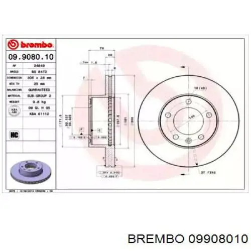 Гальмівні диски передні 09908010 Brembo