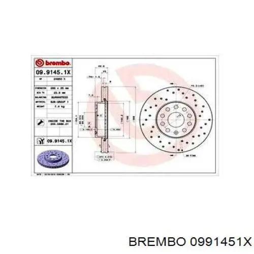 Ремкомплект передніх гальм Brembo 0991451X ціна, від 39.34 USD