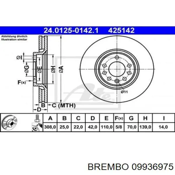 09936975 Brembo диск гальмівний передній