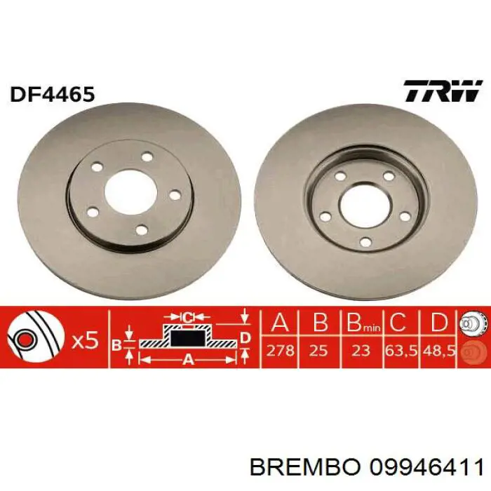Гальмівні диски передні 09946411 Brembo