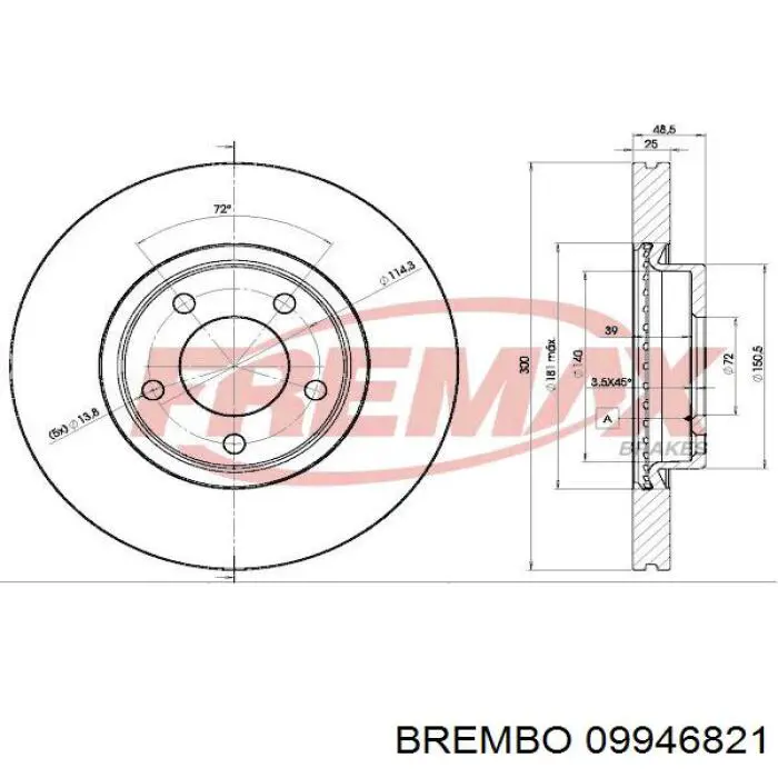 Гальмівні диски передні 09946821 Brembo