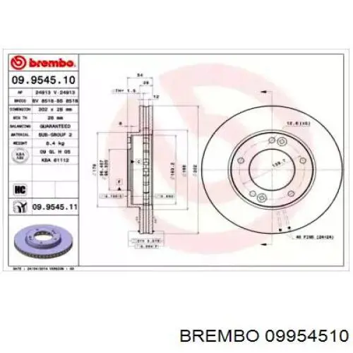 Гальмівні диски передні 09954510 Brembo