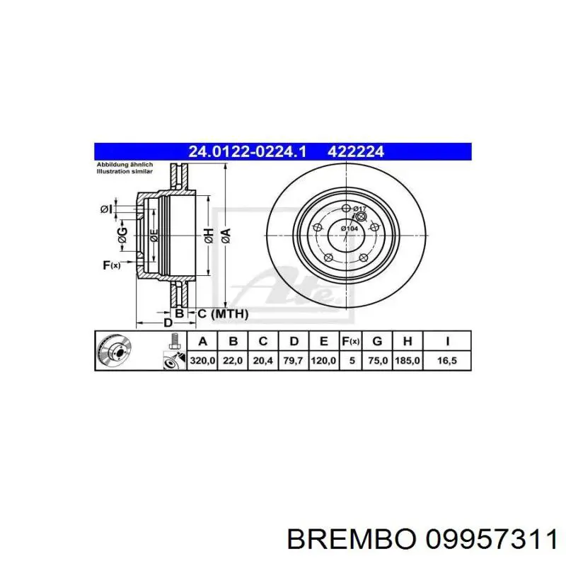 Гальмівні диски 09957311 Brembo