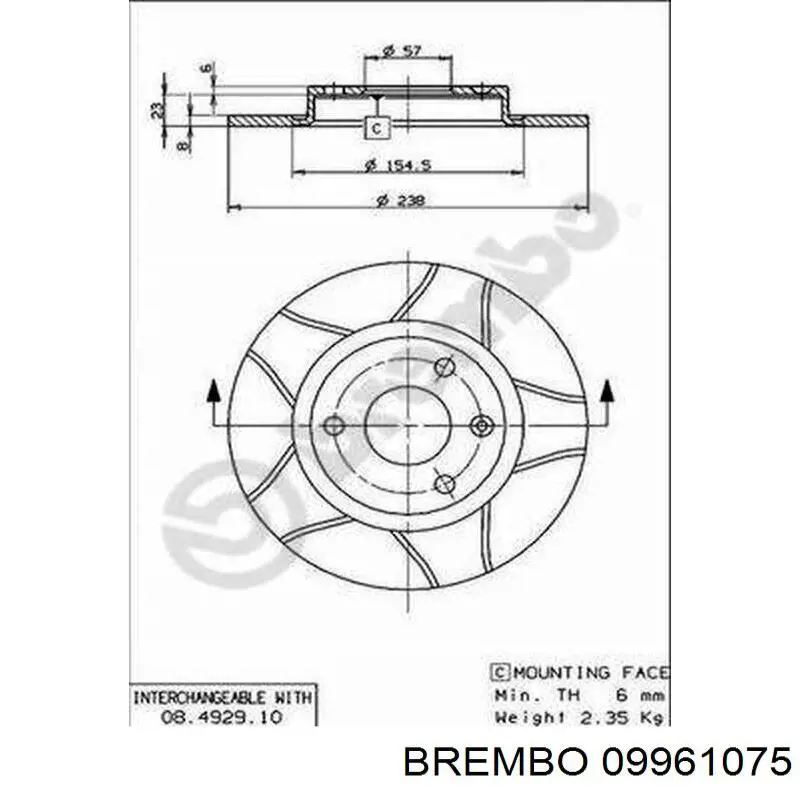 Гальмівні диски передні 09961075 Brembo