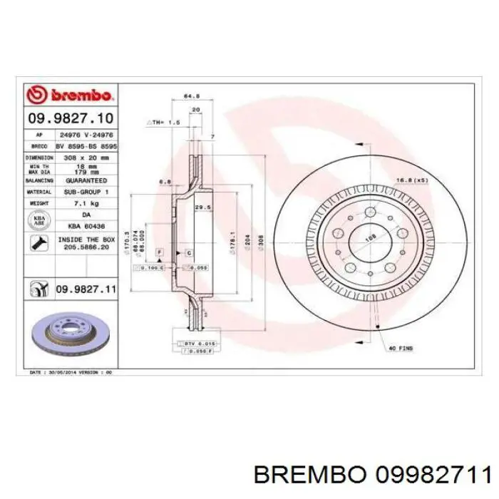 09982711 Brembo диск гальмівний задній