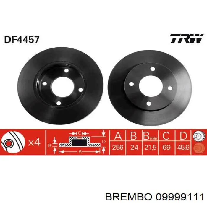 Купити 09999111 Brembo Ротор гальмівний
