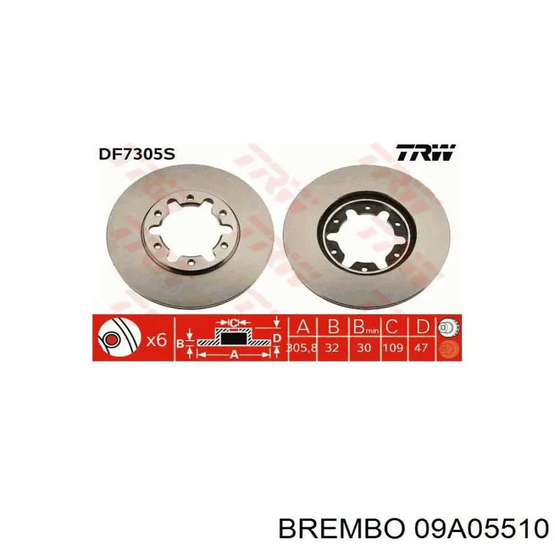 09A05510 Brembo Гальмо дискове переднє