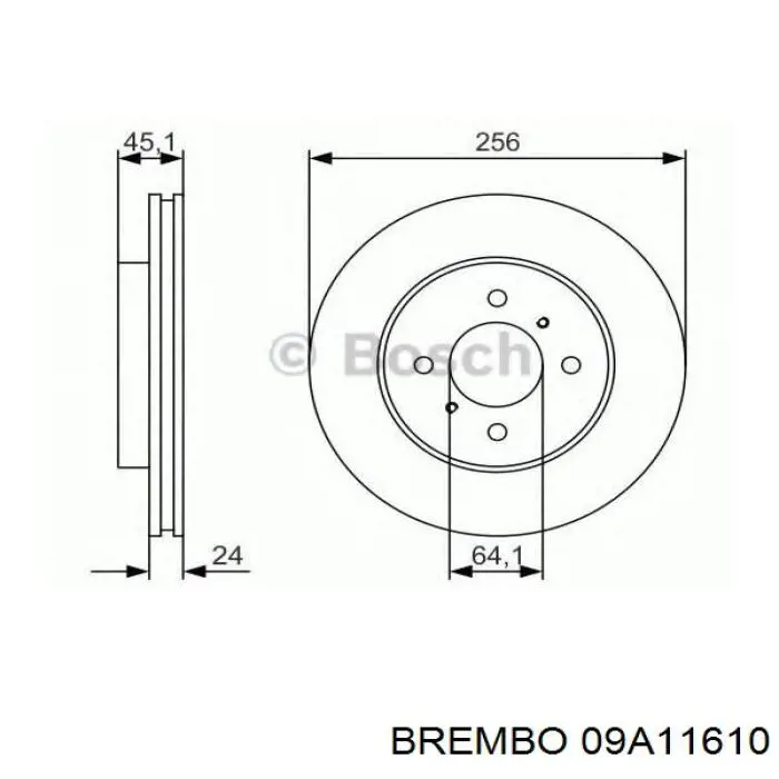 Диск гальмівний передній Brembo 09A11610