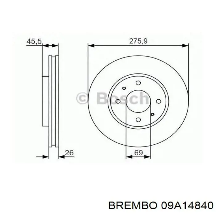 09A14840 Brembo Гальмо дискове переднє