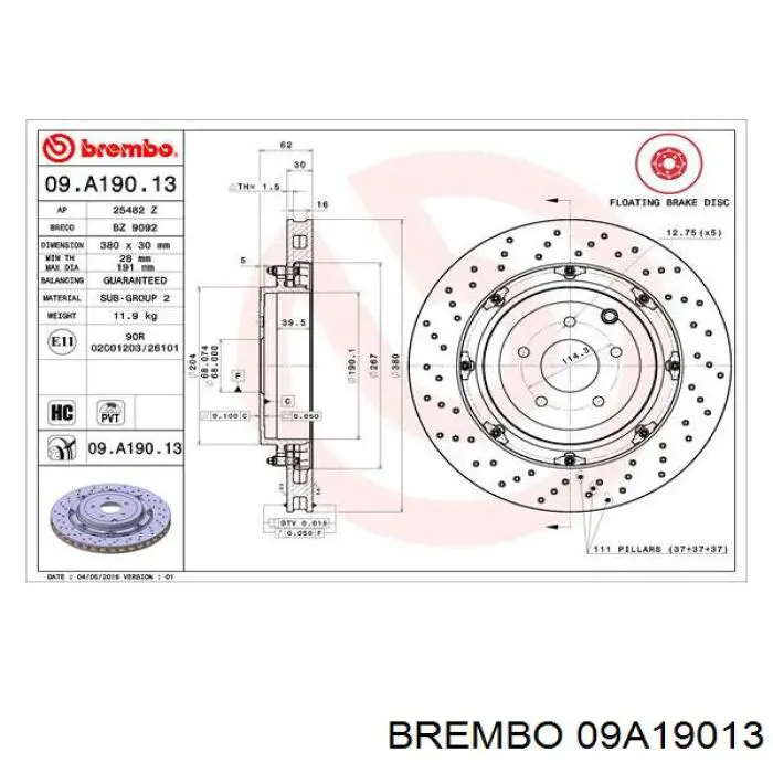 Гальмівні диски 09A19013 Brembo