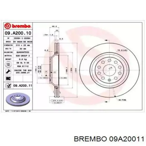 Гальмівні диски 09A20011 Brembo