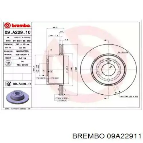 Диск гальмівний передній 09A22911 Brembo