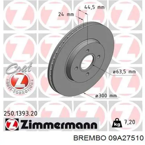 Гальмівні диски передні 09A27510 Brembo