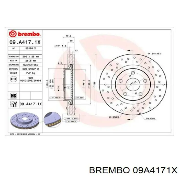 Купити 09A4171X Brembo Ротор гальмівний