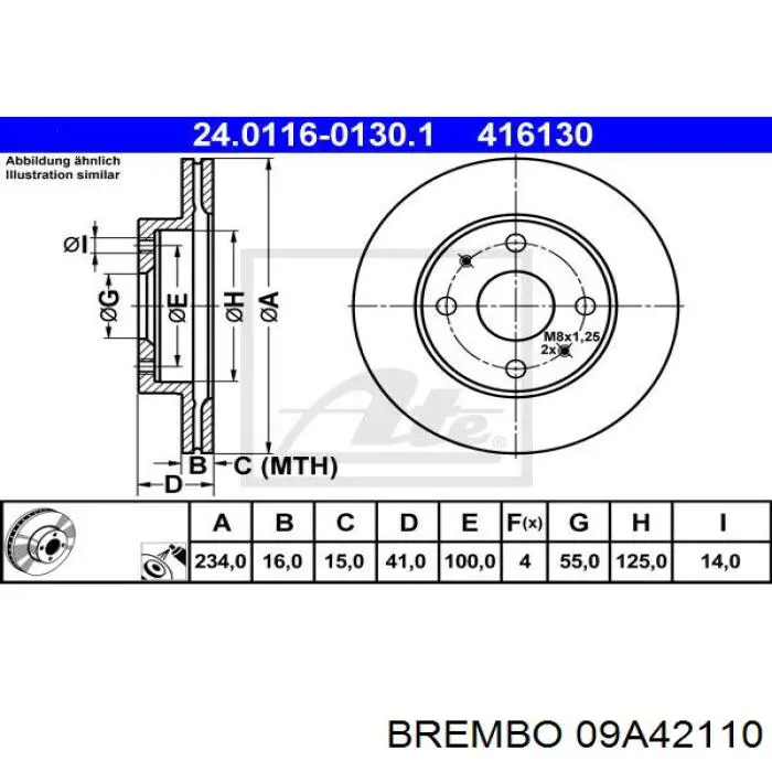 09A42110 Brembo диск гальмівний передній