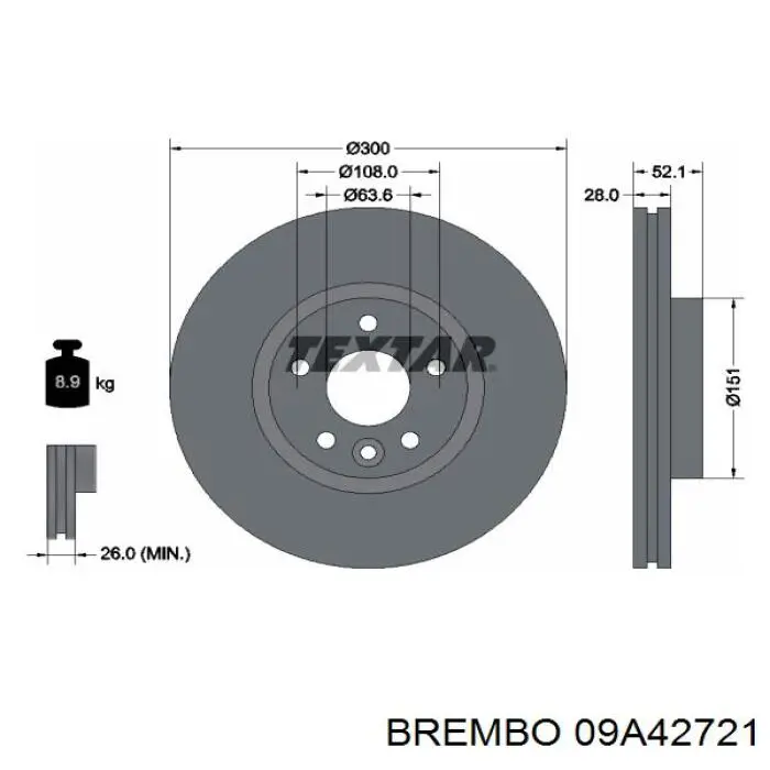 Купити 09A42721 Brembo Ротор гальмівний