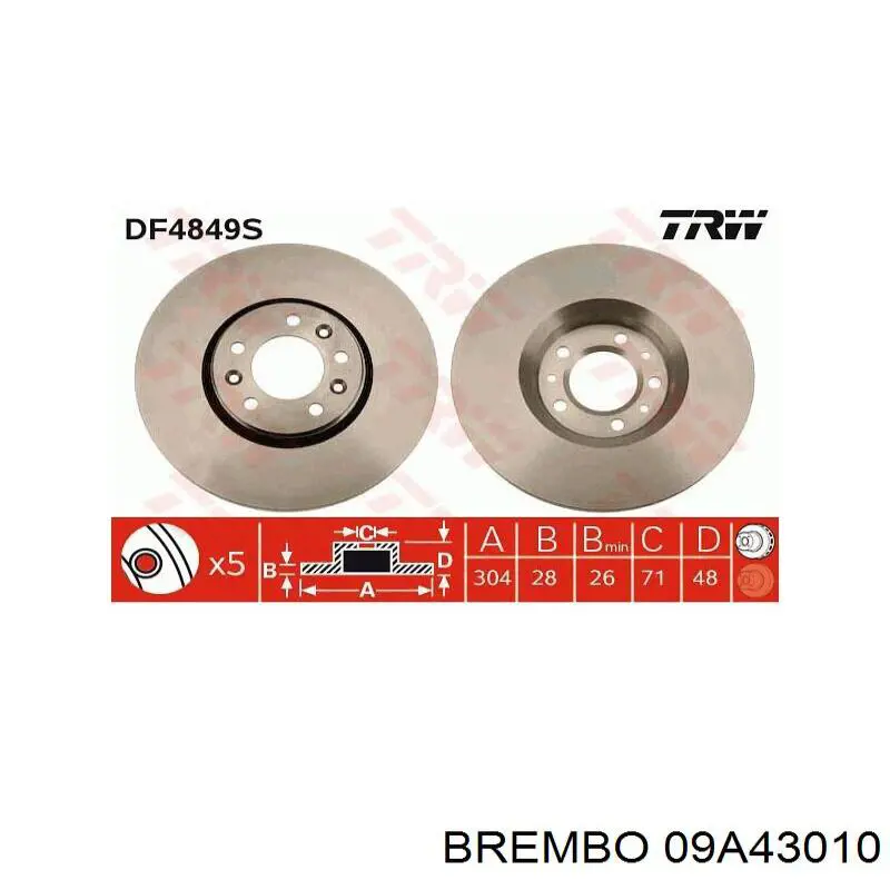 Гальмівні диски передні 09A43010 Brembo