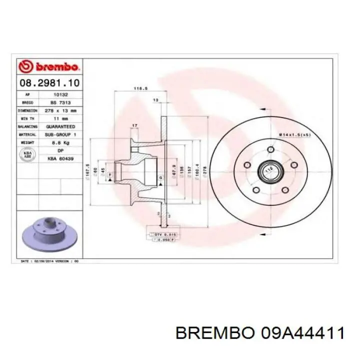Купити 09A44411 Brembo Ротор гальмівний