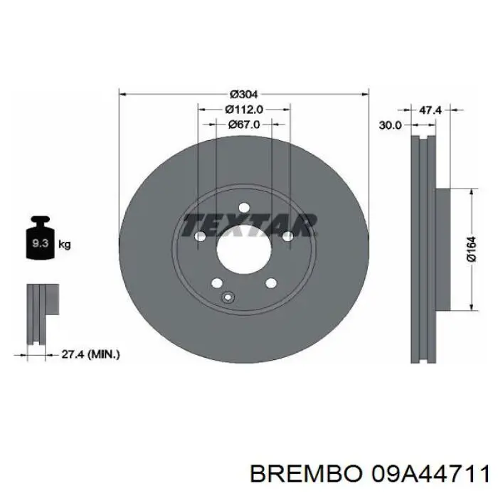 09A44711 Brembo диск гальмівний передній