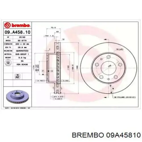 09A45810 Brembo диск гальмівний передній