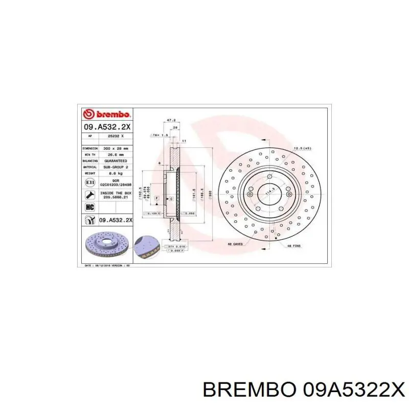 Гальмівні диски передні 09A5322X Brembo