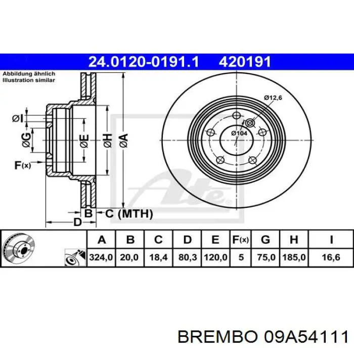 Купити 09A54111 Brembo Диск заднього гальма