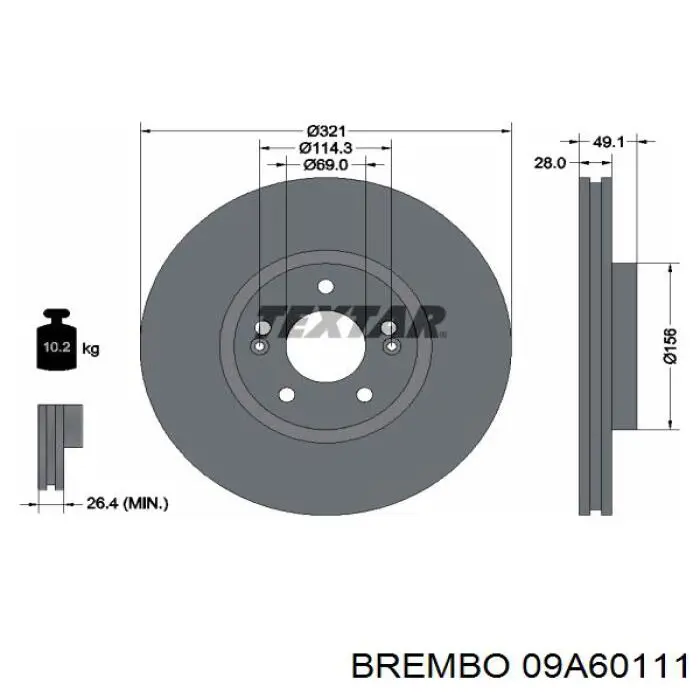 09A60111 Brembo Гальмо дискове переднє