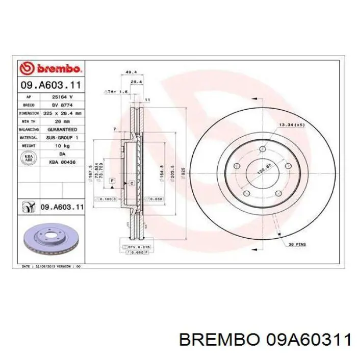 09A60311 Brembo Гальмо дискове переднє